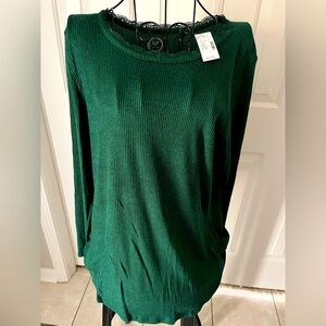 Maurices Green Ribbed Long Sleeve Top Large NWT